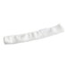A white towel with a white headband and tag.