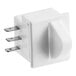 A white electrical device with a switch.