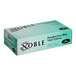 A blue box of Noble Powder-Free Vinyl Gloves with black text.