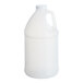 A translucent HDPE plastic jug with a white cap and a handle.