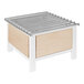 A Cal-Mil maple wood chafer alternative with a metal grate.