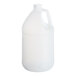A translucent HDPE industrial jug with a white cap and handle.