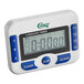 A white rectangular digital timer with a blue display showing the numbers 99:99.