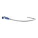A blue and silver flexible hose with a blue handle.