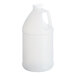 A translucent HDPE jug with a white cap and handle.