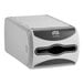 A grey rectangular Tork Xpressnap Countertop napkin dispenser with a black lid.