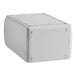 A white rectangular Tork Xpressnap countertop napkin dispenser with a lid on top.