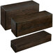 A group of rectangular wooden display risers made of oak.