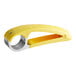 A yellow plastic Taylor Bananza Banana Slicer with a silver metal handle.