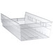 A clear plastic Regency shelf bin with a handle.