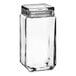 An Acopa clear glass jar with a lid.