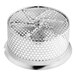 A silver metal Garde 4 mm Food Mill sieve with holes.