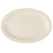 A white oval platter with a tan border.