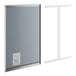 A rectangular plate glass mirror with a stainless steel frame.