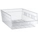 A Regency clear plastic shelf bin.