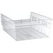 A clear plastic Regency shelf bin with a handle.