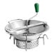 A Garde stainless steel rotary food mill with a metal bowl and green handle.