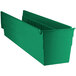 A Regency green plastic shelf bin with two compartments.