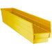 A yellow Regency plastic shelf bin with handles.