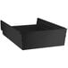 A black plastic Regency shelf bin with an open lid.