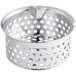 A silver metal container with holes for a Garde XL 8 mm Food Mill sieve.