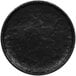 A black RAK Porcelain flat coupe plate.