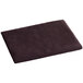 A folded chocolate brown table cover with a pattern on it.