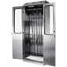 The stainless steel door of a Harloff SureDry 14-scope drying cabinet with a rack of wires inside.