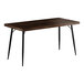 A brown Lancaster Table & Seating butcher block table with black metal legs.