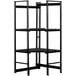 A black B-O-F Corporation VersaRack corner shelving unit with four shelves.