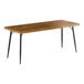A Lancaster Table & Seating butcher block table with black legs.