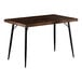 A brown Lancaster Table & Seating butcher block table with black metal legs.