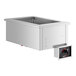 A stainless steel ServIt drop-in hot food well with a lid.