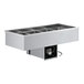 A stainless steel ServIt drop-in refrigerated cold food well with four compartments.