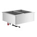 A white ServIt drop-in hot food well with two rectangular stainless steel pans inside.