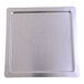 A silver square LloydPans pizza pan separator lid on a metal plate.