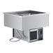 A ServIt drop-in refrigerated cold food well with two pans in a stainless steel counter.