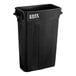 A black plastic Lavex Pro Slim rectangular trash can.