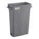 A gray plastic Lavex Pro slim rectangular trash can.