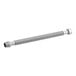 A stainless steel water heater connector with a metal spring on each end.
