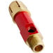 A red and gold Eagle Group LP Jet Burner valve with a threaded pipe.