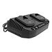 A black Sun Joe battery charger with white text on it.