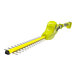 A yellow and black Sun Joe cordless pole hedge trimmer with a white background.