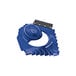 A close up of a blue and black Snow Joe snow cutter with black tips.