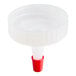 A white plastic container with a red 38/400 Yorker spout cap on top.