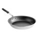 A close-up of a Vollrath Wear-Ever 14" aluminum non-stick frying pan with a black silicone handle.