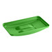 A lime green plastic rectangular tray with a handle.