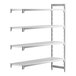 A white plastic shelf with vented shelves.