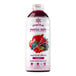 A white bottle of Smartfruit Superfruit All-Stars puree beverage mix with a label showing different fruits.