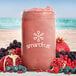 A pink Smartfruit Superfruit All-Stars smoothie in a jar.